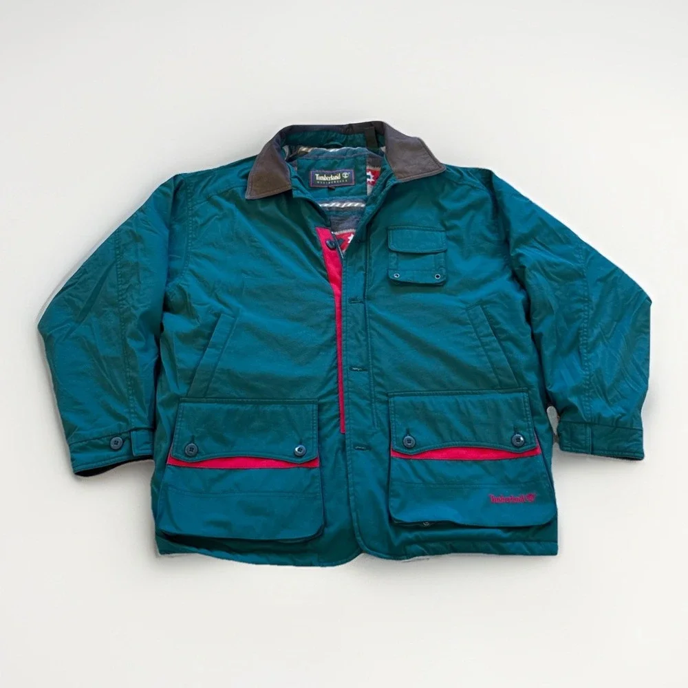 Vintage‎ Timberland Weathergear Jacket Mens L Barn Chore Parka Y2k 90s Green